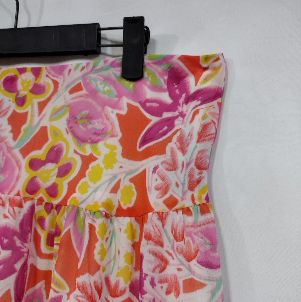 Chaps by Ralph Lauren Floral Skirt Women's PL Coral Cottagecore Peasant Coastal - Picture 3 of 8